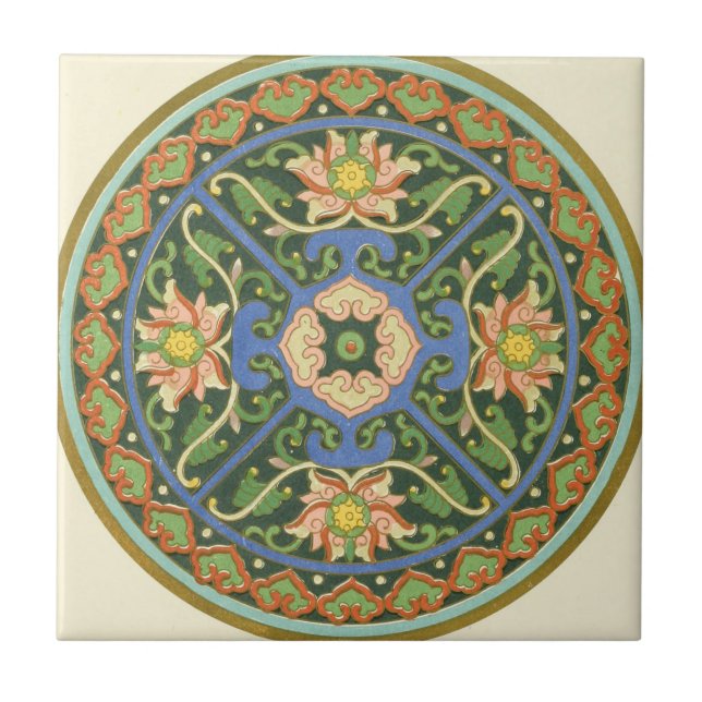 Carreau Motif antique cloisonné chinois : Vert Jade (Devant)