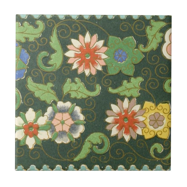 Carreau Motif antique cloisonné chinois : Vert Jade (Devant)