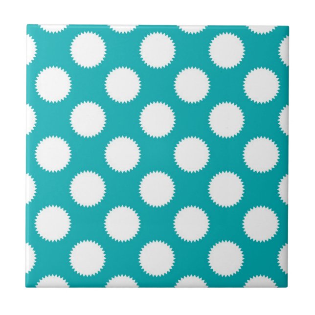 Carreau Motif Aqua Turquoise et pois blancs (Devant)