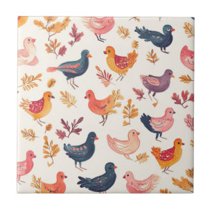 Carreau Motif aquarelle d'art populaire turc bohème