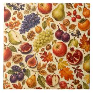 Carreau Motif aquarelle de récolte d'automne