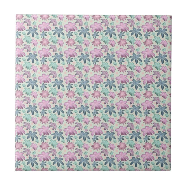 Carreau Motif aquarelle florale pastel (Devant)