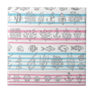 Carreau Motif aquarelle nautique rétro (12)