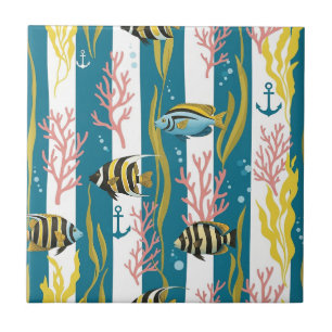 Carreau Motif aquarelle nautique rétro (14)