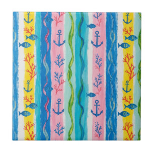Carreau Motif aquarelle nautique rétro (4)