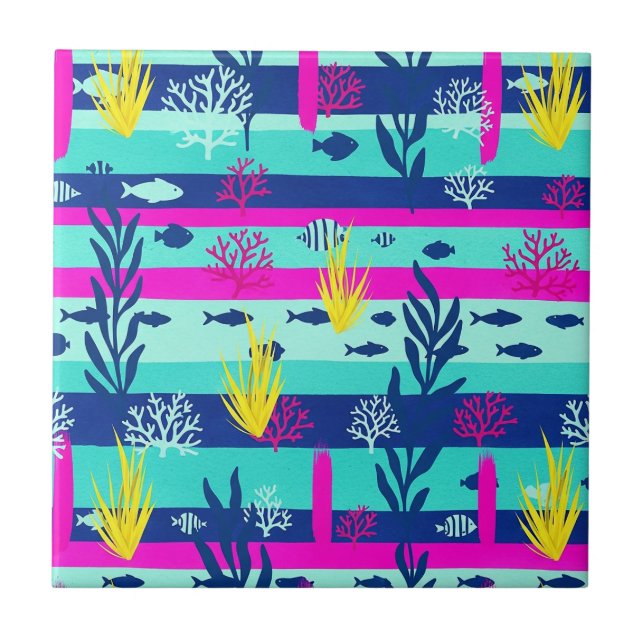Carreau Motif aquarelle nautique rétro (5) (Devant)