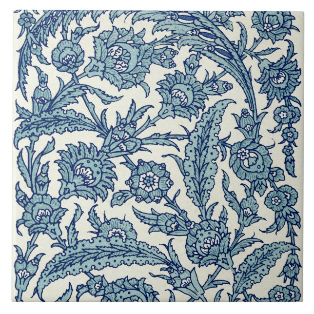 Carreau Motif arabe Floral Orné Bleu (Devant)