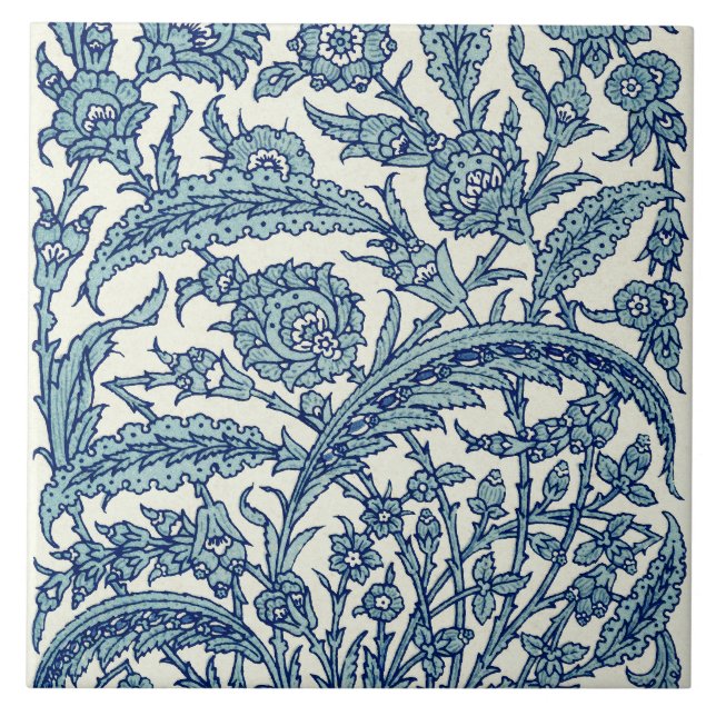 Carreau Motif arabe Floral Orné Bleu (Devant)