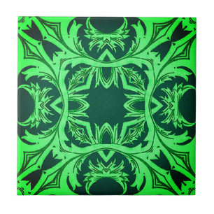 Carreau Motif arabesque orné - Vert émeraude
