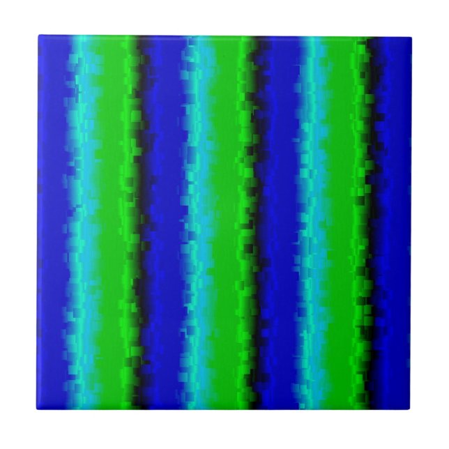 Carreau Motif arc-en-ciel bleu vert abstrait 3D (Devant)