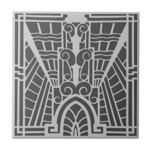 Carreau Motif architectural de Deco, gris argenté/gris