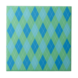 Carreau Motif Argyle Bleu Vert Canard Élégant