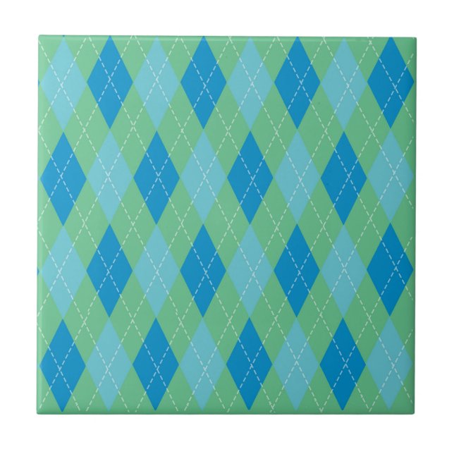Carreau Motif Argyle Bleu Vert Canard Élégant (Devant)