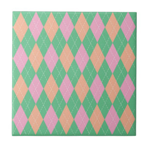 Carreau Motif Argyle Vert Orange Rose Élégant