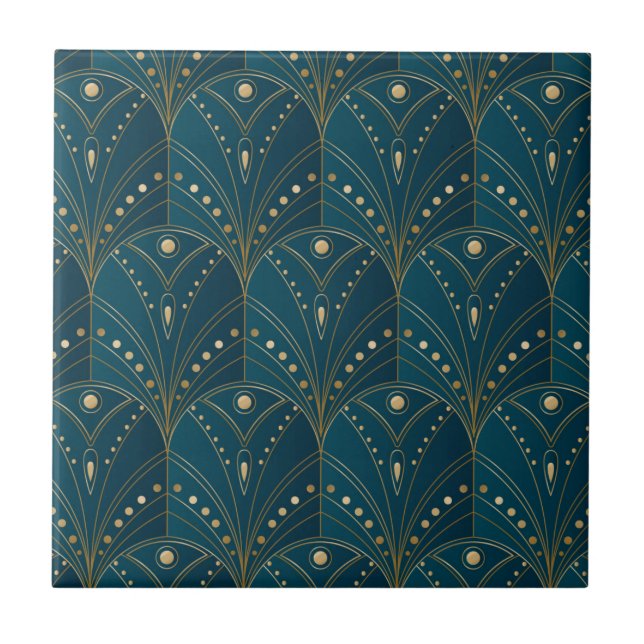 Carreau Motif Art déco avec formes géométriques dorées (Devant)