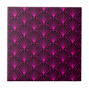 Carreau Motif Art déco classique en rose et noir