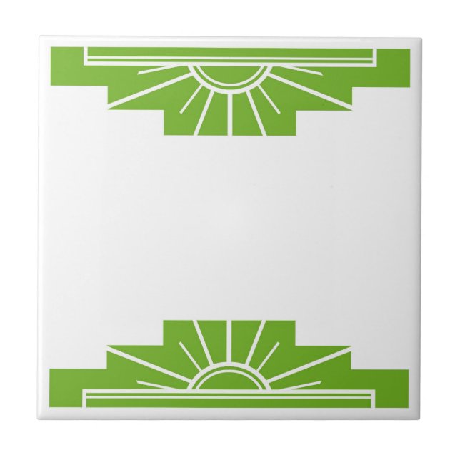 Carreau Motif Art déco dans le vert de la chaux (Devant)
