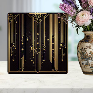Carreau Motif Art Déco doré Cieux Étoiles Lunes 