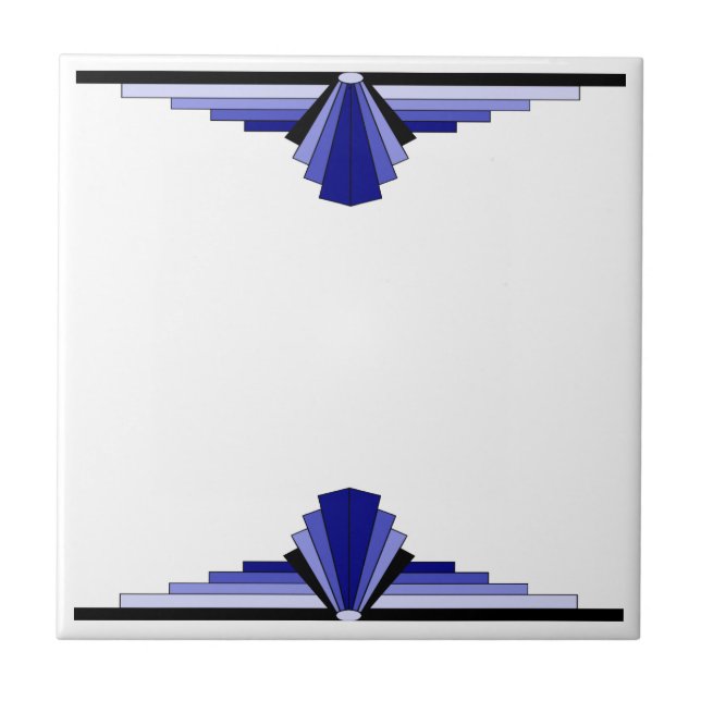 Carreau Motif Art déco en bleu profond (Devant)