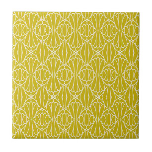 Carreau Motif Art Déco jaune élégant avec motif diamant