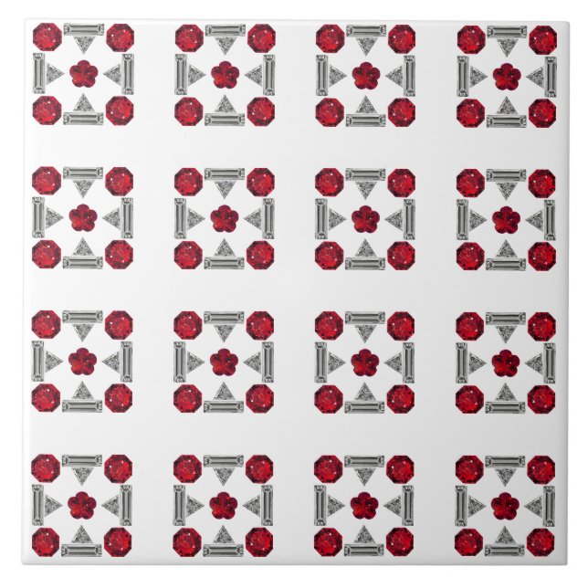 Carreau Motif Art déco rouge (Devant)