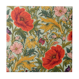 Carreau Motif Art Nouveau de coquelicots floraux de Willia