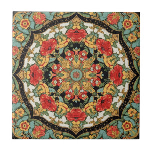 Carreau Motif Art nouveau de fleurs de pavots de William M