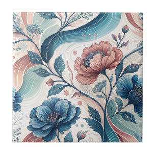 Carreau Motif artistique botanique de tourbillons floraux