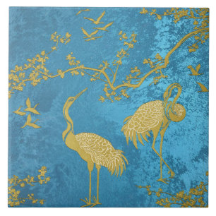 Carreau Motif artistique de grues élégantes Oiseaux grue