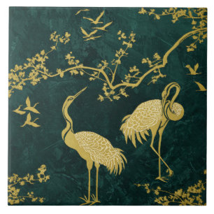 Carreau Motif artistique de grues élégantes Oiseaux grue