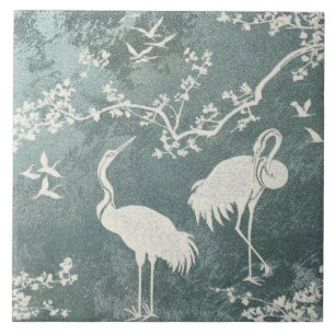 Carreau Motif artistique de grues élégantes Oiseaux grue