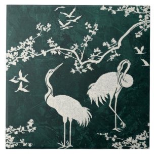 Carreau Motif artistique de grues élégantes Oiseaux grue