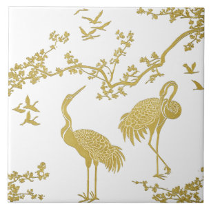 Carreau Motif artistique de grues élégantes Oiseaux grue