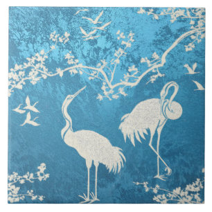 Carreau Motif artistique de grues élégantes Oiseaux grue