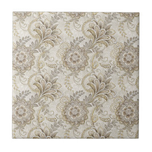 Carreau Motif artistique floral et paisley royal élégant