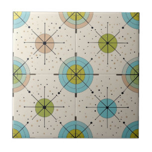 Carreau Motif Atomique en Étoile de la Modernité du Milieu