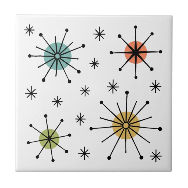 Carreau Motif Atomique en Forme d'Étoile Éclatée de Style  (Devant)