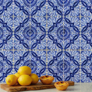 Carreau Motif authentique d'azulejo méditerranéen bleu bla
