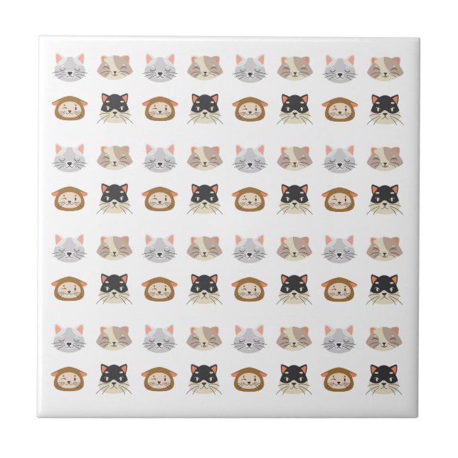 Carreau Motif avec de mignonnes têtes de chat (Devant)