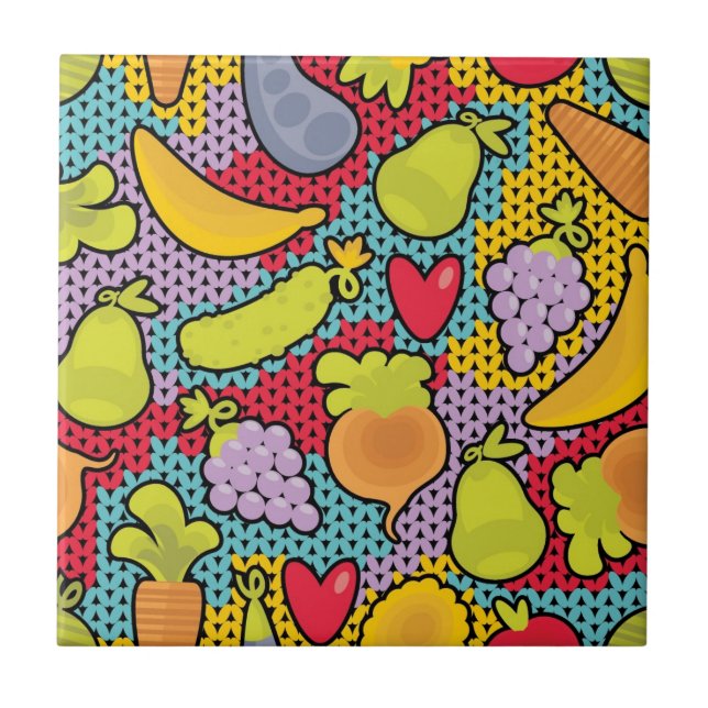 Carreau Motif avec des fruits et légumes (Devant)