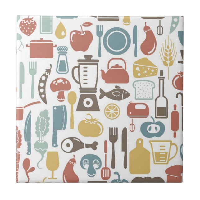 Carreau Motif avec des icônes de cuisine (Devant)