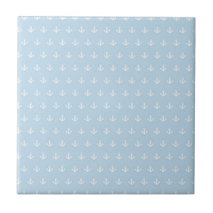 Carreau Motif avec les ancres blanches sur le bleu