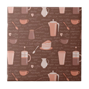 Carreau Motif avec les éléments relatifs de café