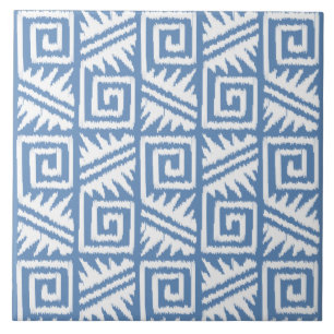 Carreau Motif aztèque d'Ikat - bleu et blanc de ciel
