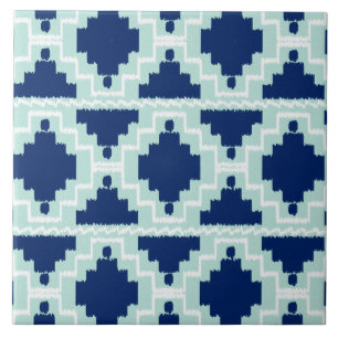 Carreau Motif aztèque d'Ikat - indigo et bleu-clair