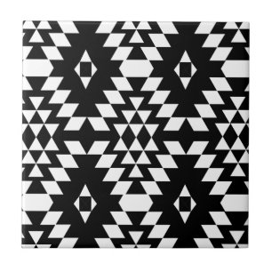 Carreau Motif aztèque noir et blanc