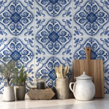 Motif Azulejo Portugais Bleu Méditerranéen