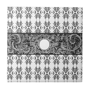 Carreau Motif baroque noir classique à customiser