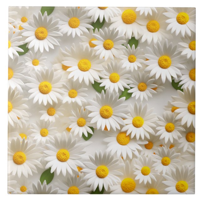 Carreau Motif blanc 3D Daisy (Devant)