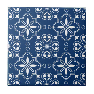 Carreau Motif blanc bleu de la marine méditerranéenne mode